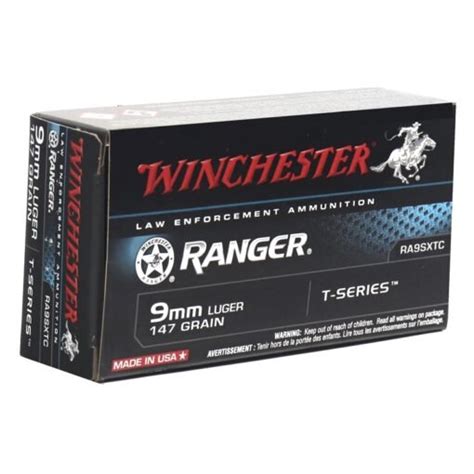 Winchester Ranger SXT 9mm Luger Ammo 147 Grain T Series Jacketed Hollow