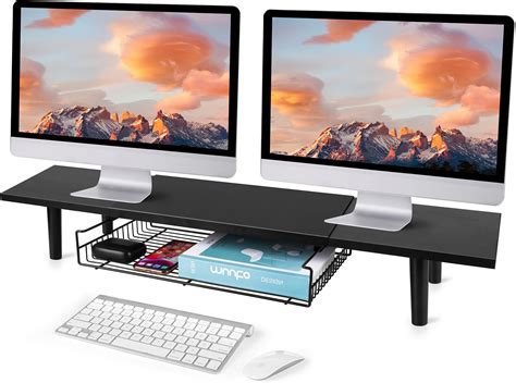 WALI Soporte Elevador De Monitor De Vidrio Templado Para Escritorio De