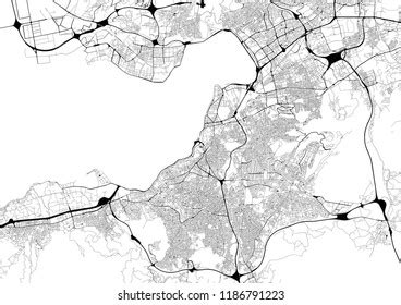 Monochrome City Map Road Network Izmir Stock Illustration 1186791223