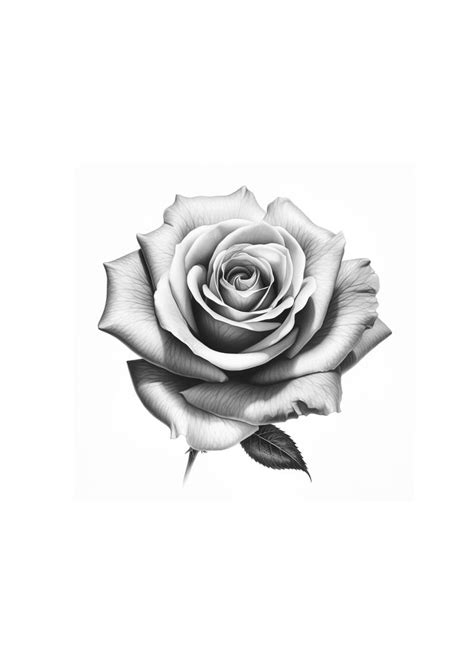 Black and White Rose Tattoo Drawing