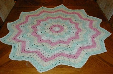 Karens Crocheted Garden Of Colors Point Round Ripple Baby Blanket