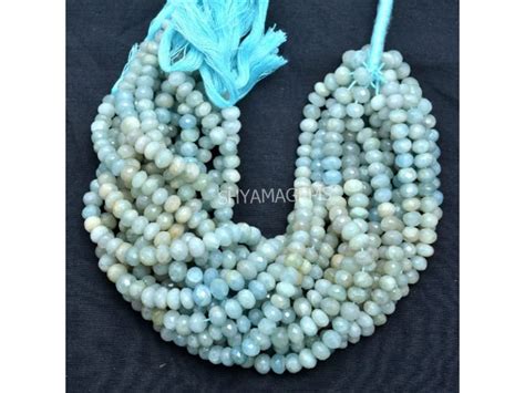 Natural Aquamarine Shaded Faceted Rondelle Beads Shyama Gems