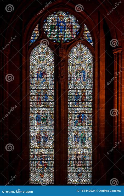 Liverpool England December Stained Glass From Interior Of