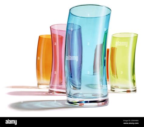 rainbow colored collection of drinking glasses Stock Photo - Alamy