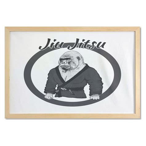 Jiu Jitsu Wall Art With Frame Wrestler Athlete Gorilla Dressed In