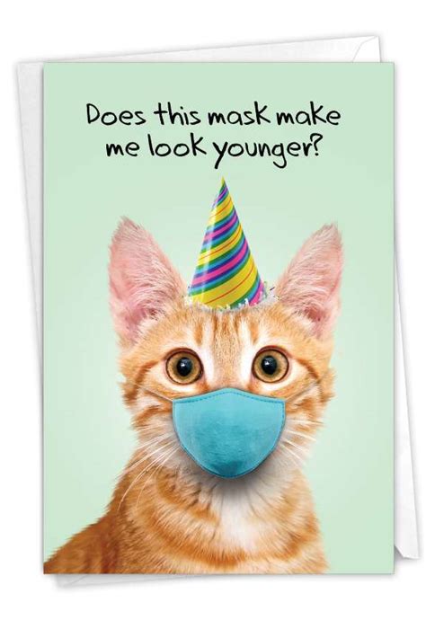 Masked Cats Orange Tabby Birthday Paper Greeting Card