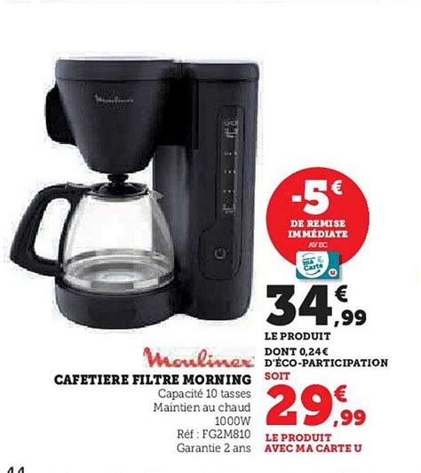 Promo Cafetière Filtre Morning Moulinex chez Hyper U iCatalogue fr