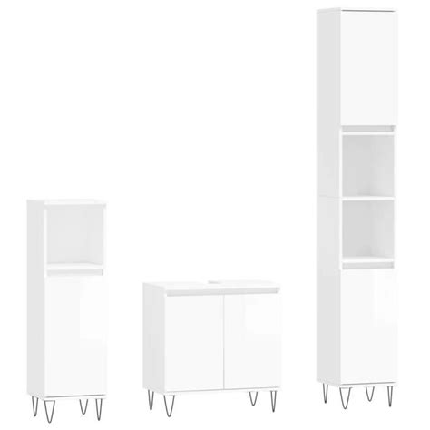 Dioche Ensemble De Meubles De Salle De Bain Pcs Blanc Brillant Yw