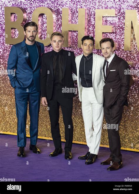 London Uk 23rd Oct 2018 Gwilym Lee Ben Hardy Rami Malek And Joe Mazzello Attend The World