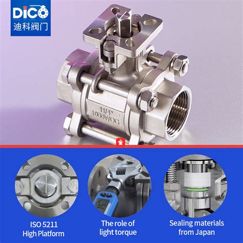 迪科三片式内螺纹丝扣球阀高平台 三片式螺纹球阀 温州迪科阀门科技有限公司