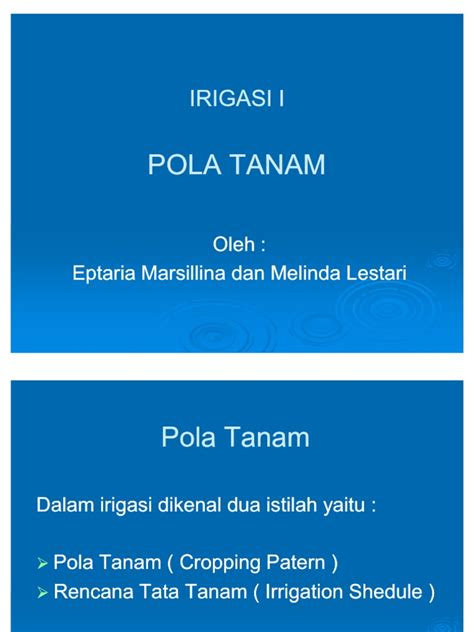 Irigasi I Pola Tanam Pdf