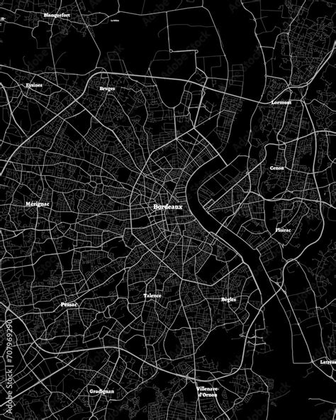 Bordeaux France Map Detailed Dark Map Of Bordeaux France Stock