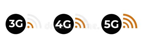 3G, 4G, 5G Vector Icon Symbols Mobile Internet Network. Connection ...