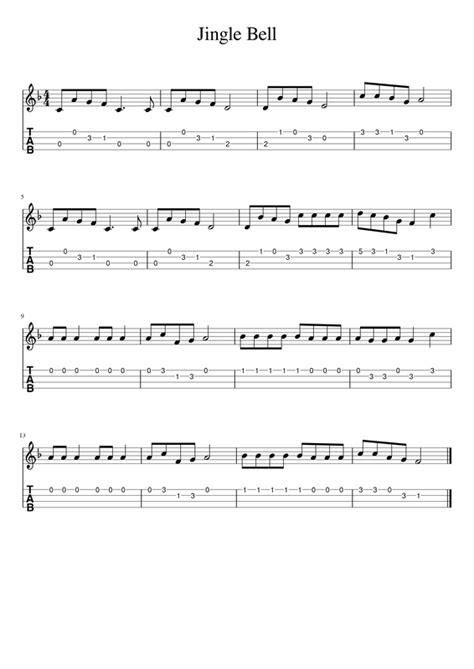 Jingle Bell Ukulele Tab Fingerstyle Guitar