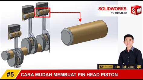 Solidworks 5 Cara Membuat Pin Head Piston Latihan 3d How To