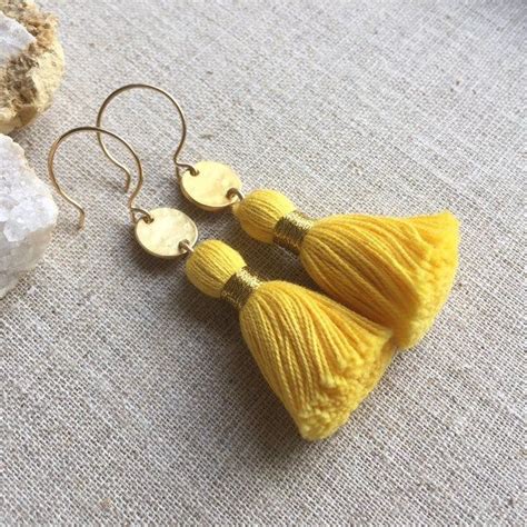 Yellow Tassel Earrings Yellow Earrings Yellow Boho Earrings Boho