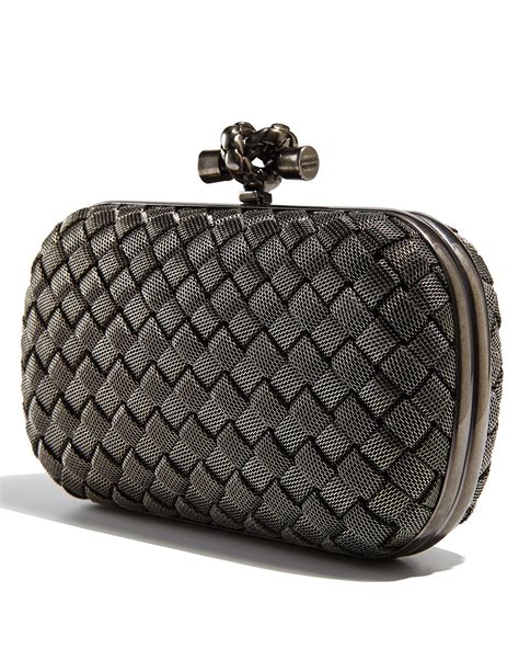 Lyst Bottega Veneta Metal Intrecciato Knot Frame Clutch Bag In Metallic