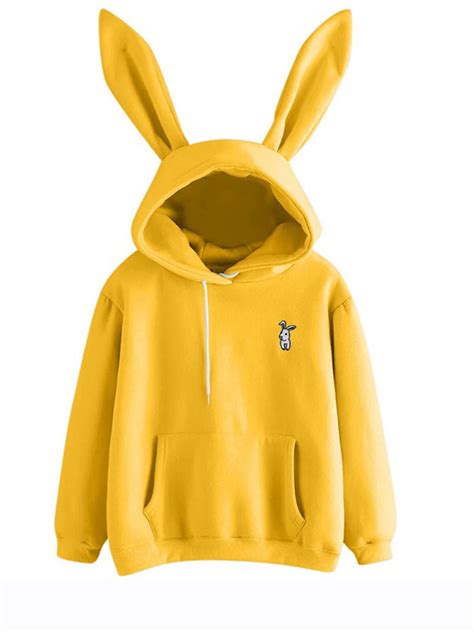 Eyicmarn Womens Bunny Rabbit Ears Hoodie Hoody Sweatshirt Ladies