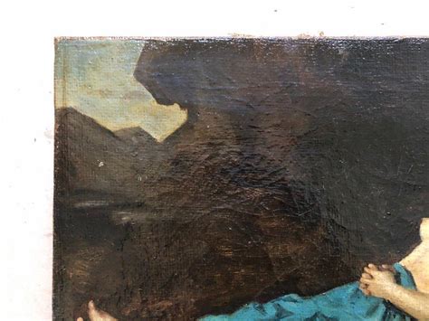 Unknown Nude Woman Resting Original Antique Oil On Canvas French Romantic School For Sale At