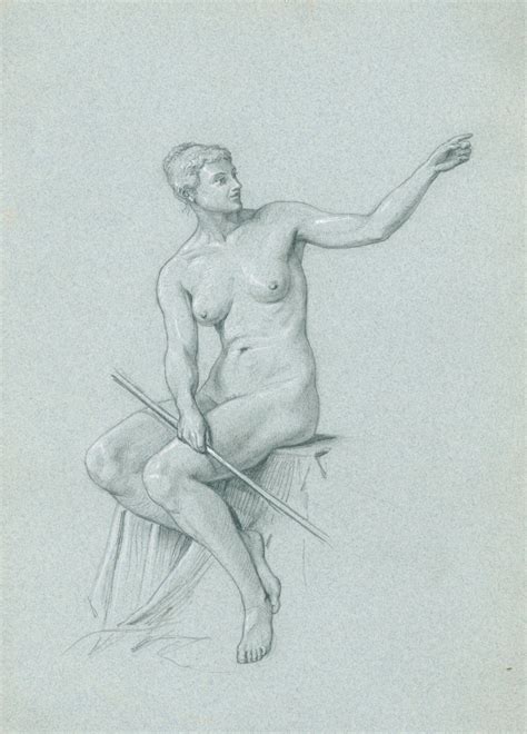 Nude Study Of A Seated Female Figure For The Metropole Doorway Design