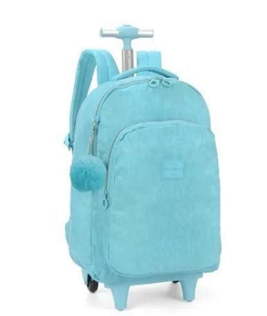 Mochila Luxcel De Rodinha Up4you Crinkle Tactel Azul Turquesa C