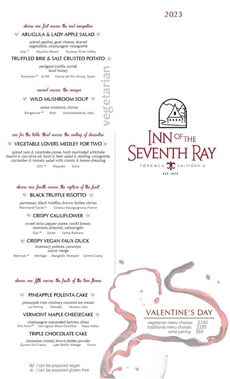 Menus — Inn of the Seventh Ray