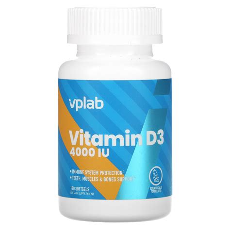 Vplab Vitamina D3 4000 Ui 120 Cápsulas Blandas