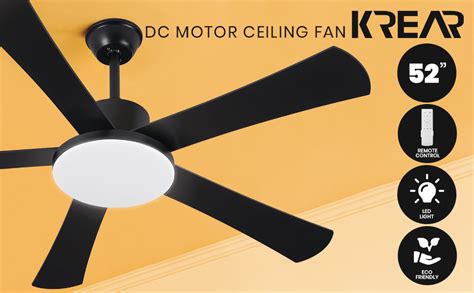 Krear Ceiling Fans With Lights 52 Inch Indooroutdoor Ceiling Fan With