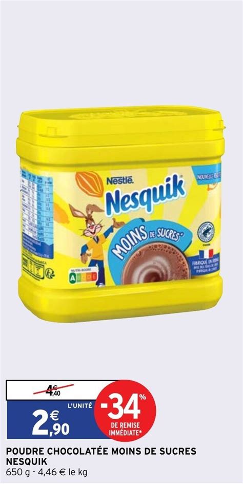 Promo Poudre Chocolatée Moins De Sucres Nesquik chez Intermarché