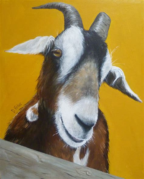 Janet Acrylic Painting Of Goat By Deborah Fallas Farm Animals