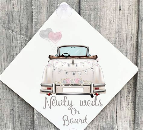 Personalised Just Married Car Sign Vintage Wedding Car Sign Etsy