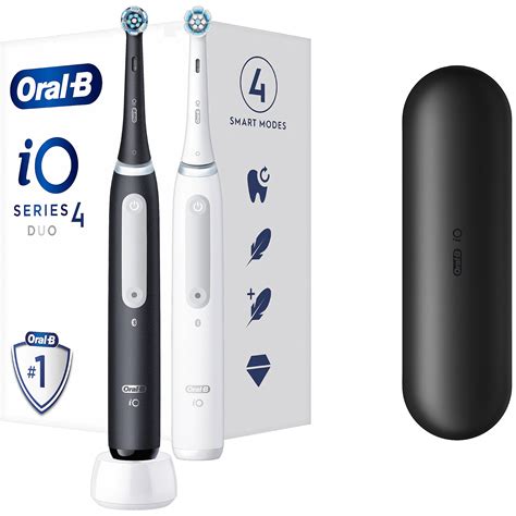 Braun Oral B Electric Toothbrush IO4 Duo Pack Matt Black Quite White