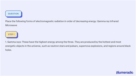 Solved Place The Following Forms Of Electromagnetic Radiation In Order