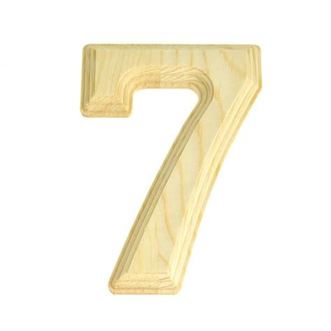 Pine Wood Beveled Wooden Number 7 Natural 5 1316 Inch