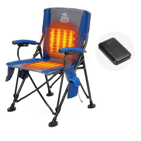 DEERFAMY Heated Camping Chair with 15000 mAh 12V Battery Pack, Heated ...