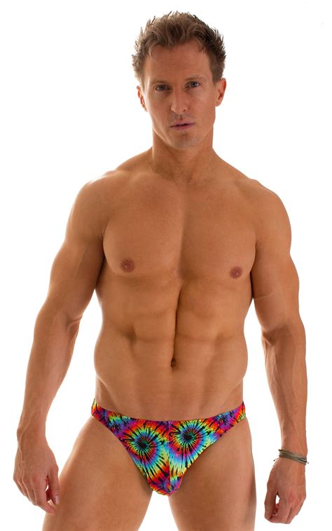 Mens Prevail Sport String Bikini Brief Swimsuit S Tie Dye Satin Size