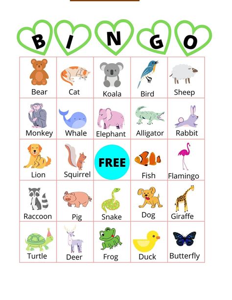 Animal Bingo for Kids, Animal Bingo Game for Children, Bingo Calling ...