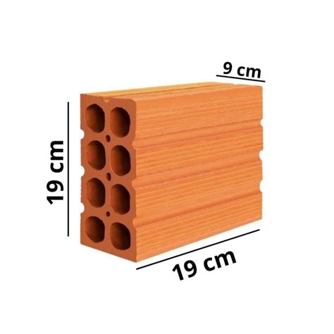 Tijolo 8 Furos Por M2 - Tijolo Quadrado 8 Furos 9x19x19 - CERAMICA SANTA MARTA