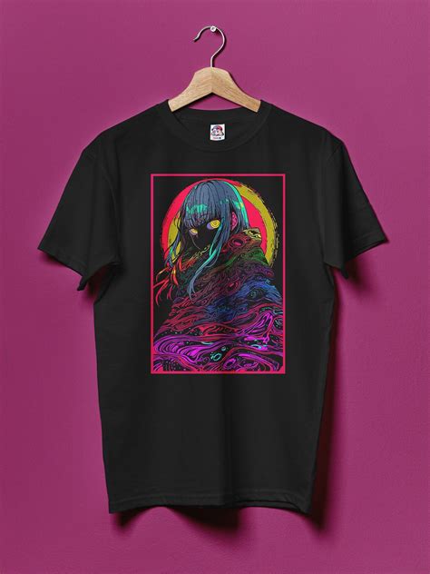 Psychedelic Weirdcore Anime Girl T Shirt Manga Aesthetic Trippy Alt