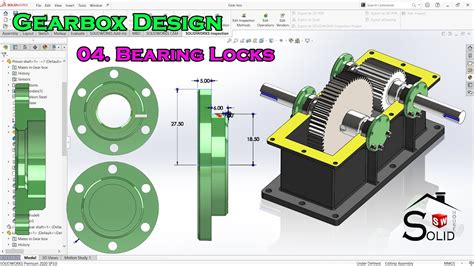 Gearbox Design Bearing Locks Solidworks Tutorial Part 4 Youtube