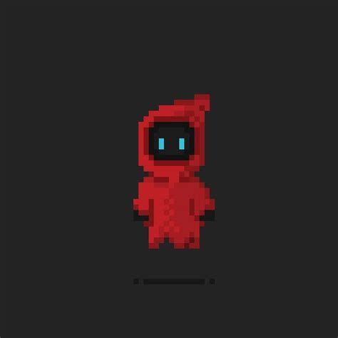 red hooded creature in pixel art style 22869689 Vector Art at Vecteezy