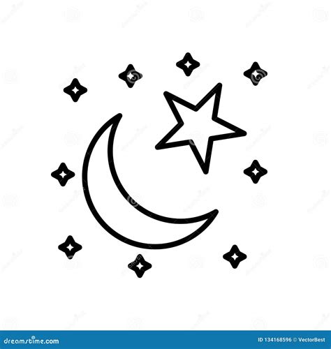 Star And Crescent Moon Icon Vector Isolated On White Background Star