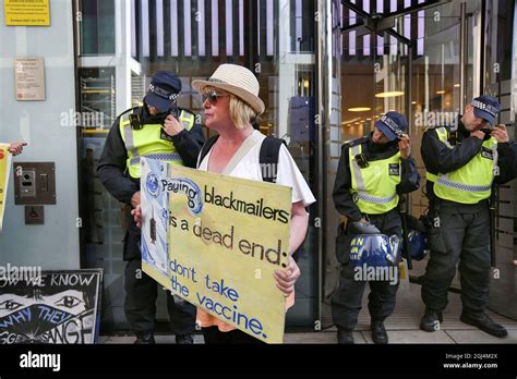 London Uk 08th Sep 2021 A Protester Holds A Placard Expressing Her