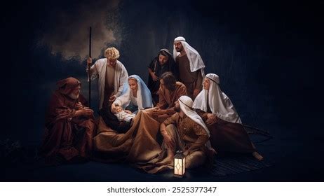 Biblical Nativity Scene Showing Mary Baby Stock Photo 2526944549 ...