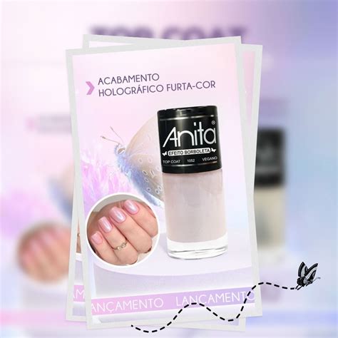 Kit C 3 Esmaltes Anita Top Coat Efeito Borboleta Holográfico MercadoLivre