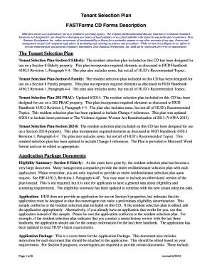 Fillable Online Tenant Selection Plan Fastforms Cd Forms Description