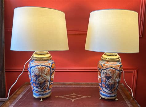 Proantic Pair Of Imari Porcelain Lamps Japan Xixth Century