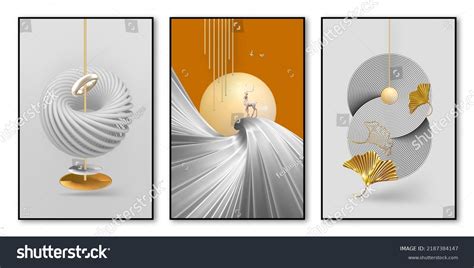 Set Three Abstract 3d Geometric Art Stock Illustration 2187384147 ...