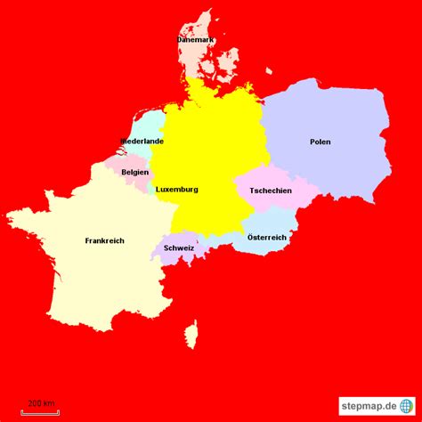 StepMap Nachbarn Landkarte für Deutschland