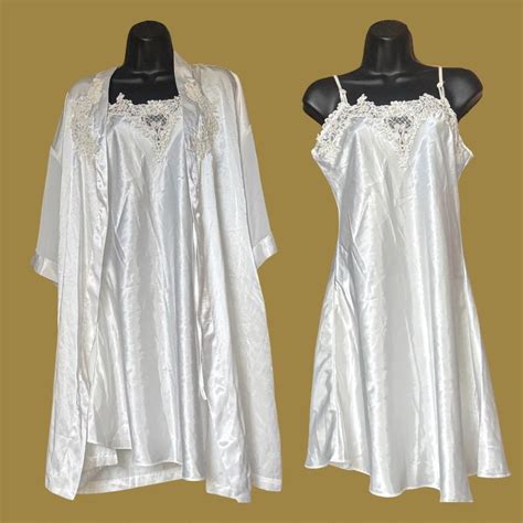 White Satin Lingerie Set With Lace Details Mini Depop